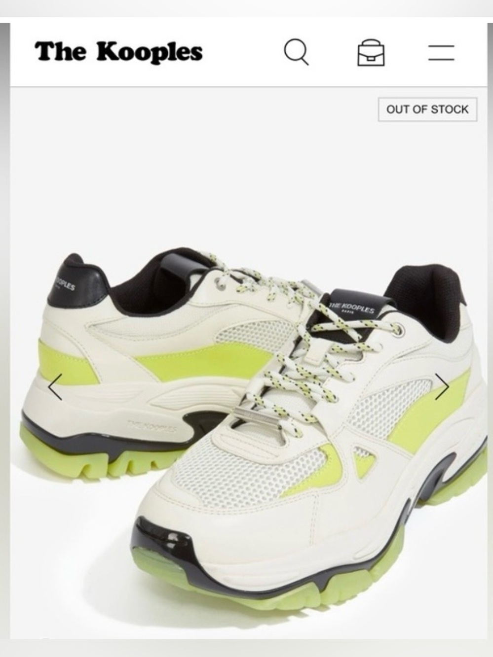 The Kooples Cream & Lime Chunky Sneakers